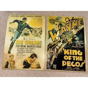 John Wayne Tin Movie Posters Rio Grande King of the Pecos IN NEED OF RESTORATION